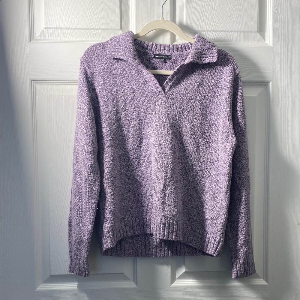 Carolyn Taylor Lavender V-Neck Sweater Soft Knit